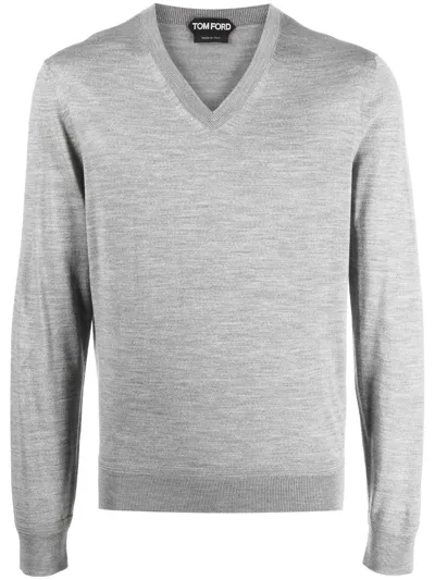 Tom Ford Mohair Blend Is V Neck In Grey