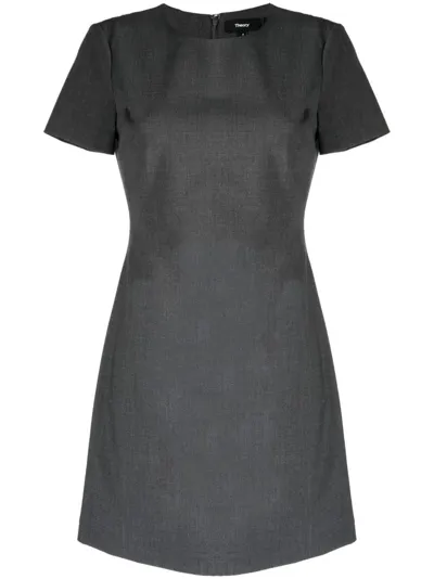 Theory Round-neck Short-sleeved Dress In Grey