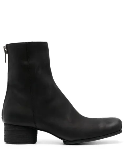 Uma Wang 30mm Zip-up Leather Ankle Boots In Black