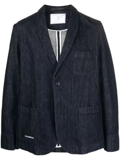 Société Anonyme Embroidered-motif Denim Blazer In Blue