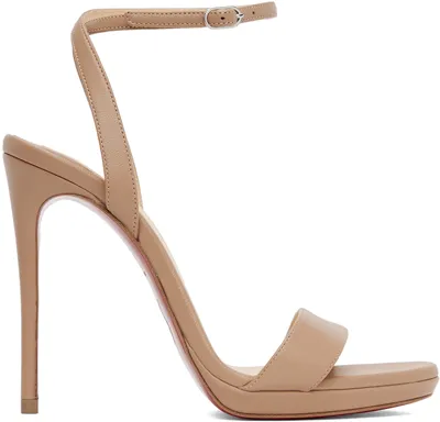 Christian Louboutin Beige Loubi Queen 120 Heeled Sandals In Pk1a Nude