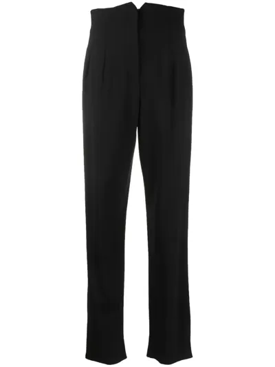 Emporio Armani Virgin Wool Straight-leg Trousers In Black