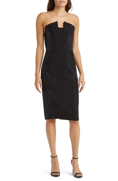 Black Halo Lena Strapless Cocktail Dress In Black