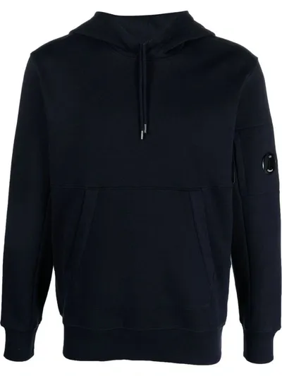 C.p. Company Lens Detailed Drawstring Hoodie In Negro