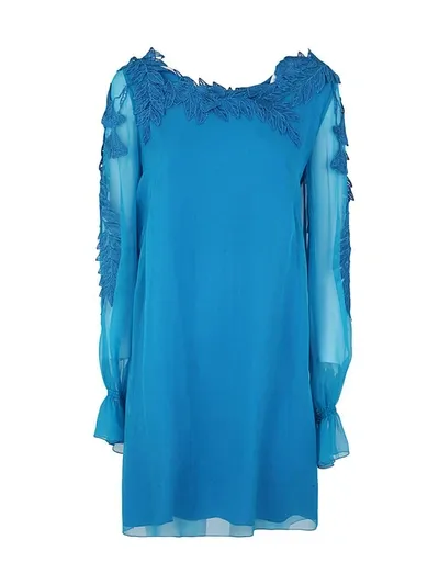 Alberta Ferretti Long Sleeves Mini Dress In Blue