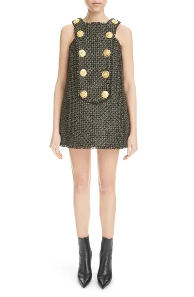 Balmain Tweed Lurex Mini Dress In ブラック