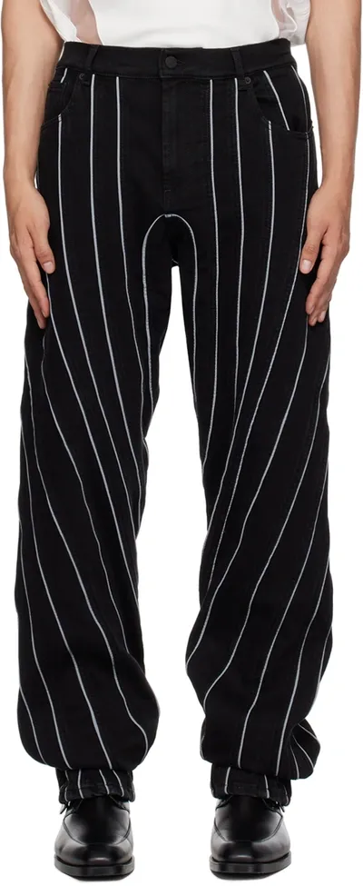 Mugler Black Spiral Jeans In Black / Grey B1913