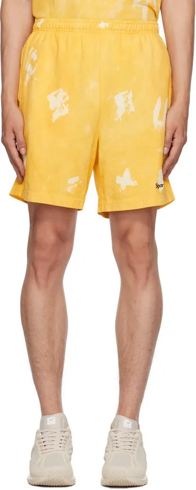 Sporty And Rich Yellow Serif Shorts In Laguna/navy