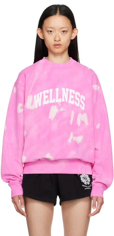 Sporty And Rich Wellness Ivy Printed Tie-dyed Cotton-jersey Sweatshirt In Pink