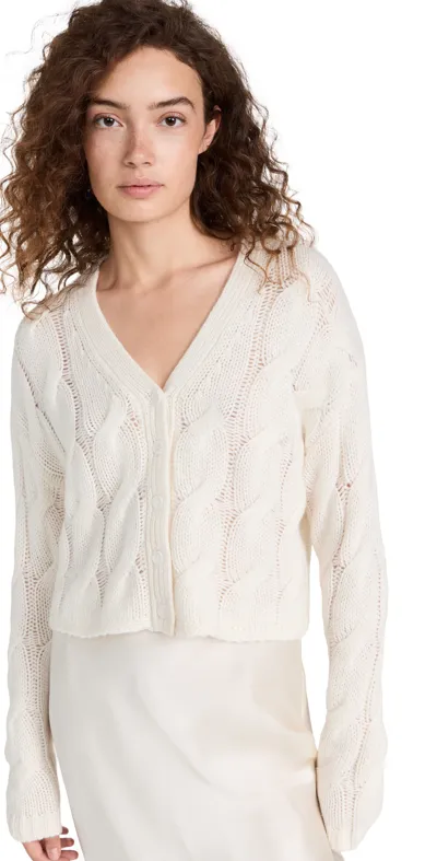 Sablyn Cashmere Cable Knit Cardigan In Gardenia