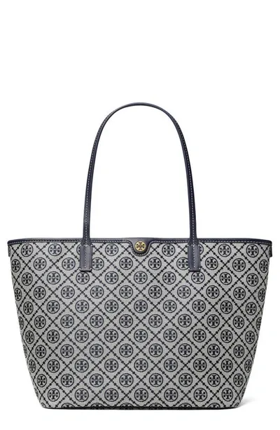 Tory Burch T Monogram Zip Tote In Blue