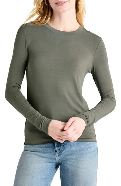 Splendid Long Sleeve T-shirt In Vintage Olive Branch