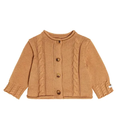 Donsje Baby Santi Cotton Cardigan In Brown