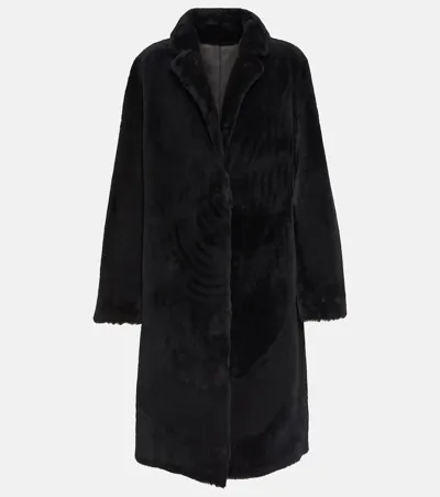 Yves Salomon Reversible Shearling Coat In Black