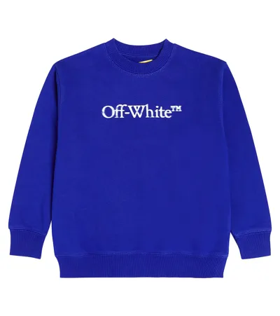 Off-white Kids' Logo Cotton Jersey Sweatshirt In Blue