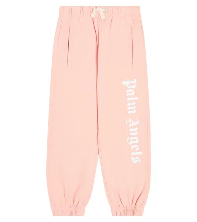 Palm Angels Kids' Logo Cotton Jersey Sweatpants In Pink