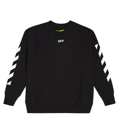 Off-white Kids' Printed Cotton Sweatshirt In Blackso