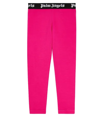 Palm Angels Kids' Leggings Banda Logo In Pink