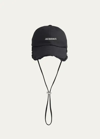 Jacquemus Men's La Casquette Artichaut Fringe Baseball Cap In Black