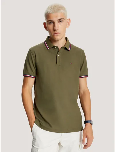 Tommy Hilfiger Regular Fit Tipped Polo In Army Green