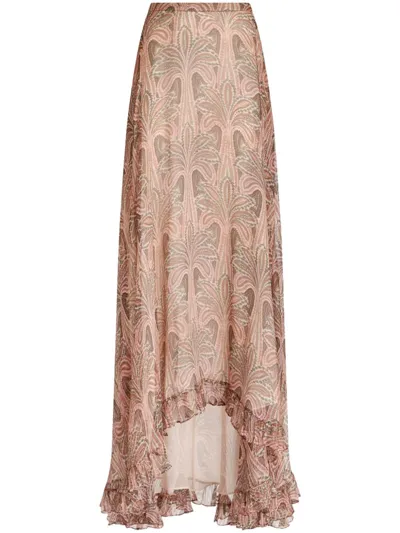 Etro Printed Paisley Chiffon Maxi Skirt In Multicolor