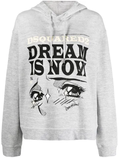 Dsquared2 Logo-print Long-sleeve Hoodie In Grey