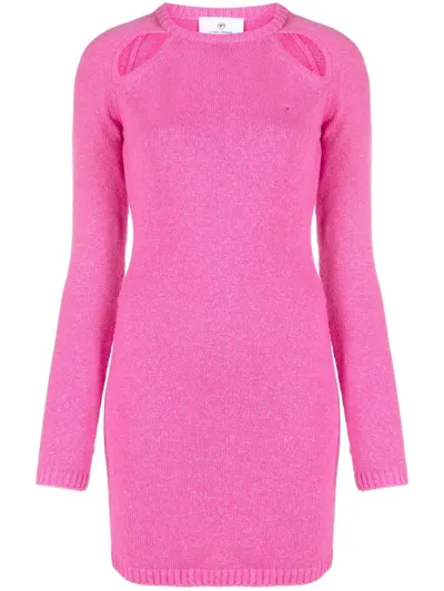 Chiara Ferragni Cut-out Knitted Minidress In Pink