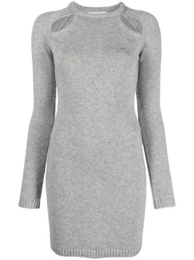 Chiara Ferragni Cut-out Knitted Minidress In Grey