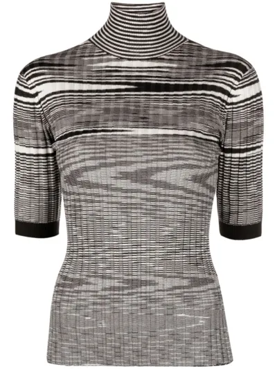 Missoni High-neck Jacquard Knitted Top In Black