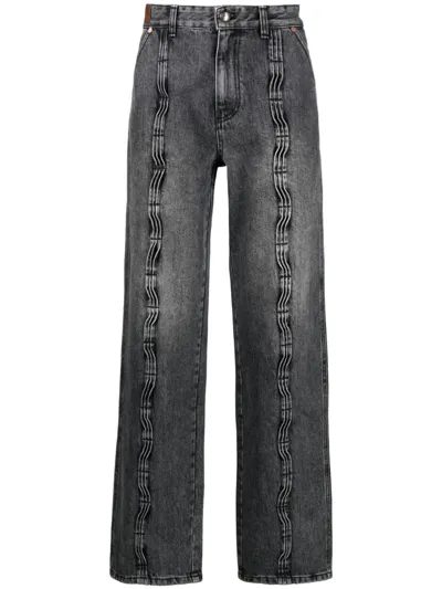 Andersson Bell Contrast-stitching Light-wash Jeans In Black