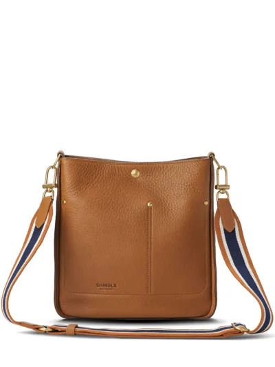 Shinola The Pocket Grain Leather Crossbody Bag In Tan