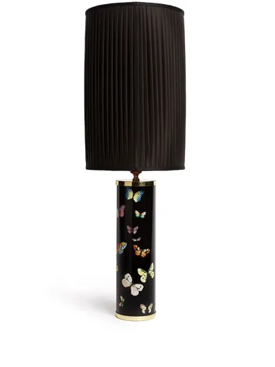 Fornasetti Cylindrical Pleated Lampshade In Black