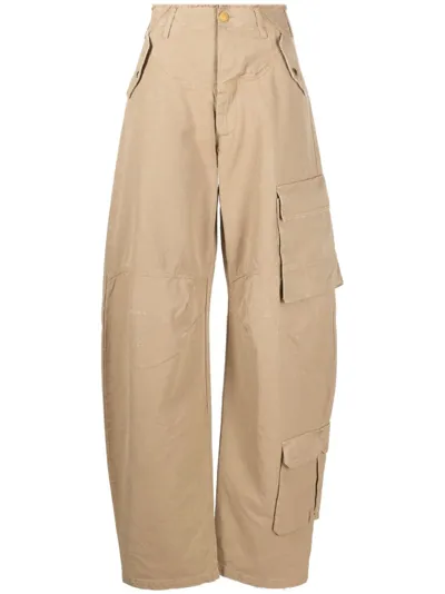 Darkpark Rosalind Camel Cotton Cargo Trousers In Beige