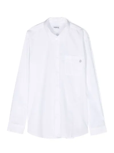 Dondup Kids' Logo-plaque Cotton Shirt In White