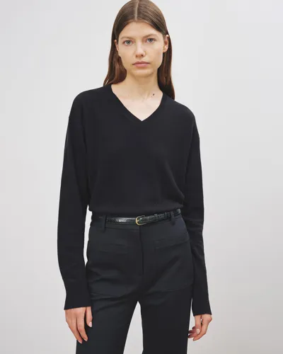 Nili Lotan Edith Vneck Sweater In Dark Navy