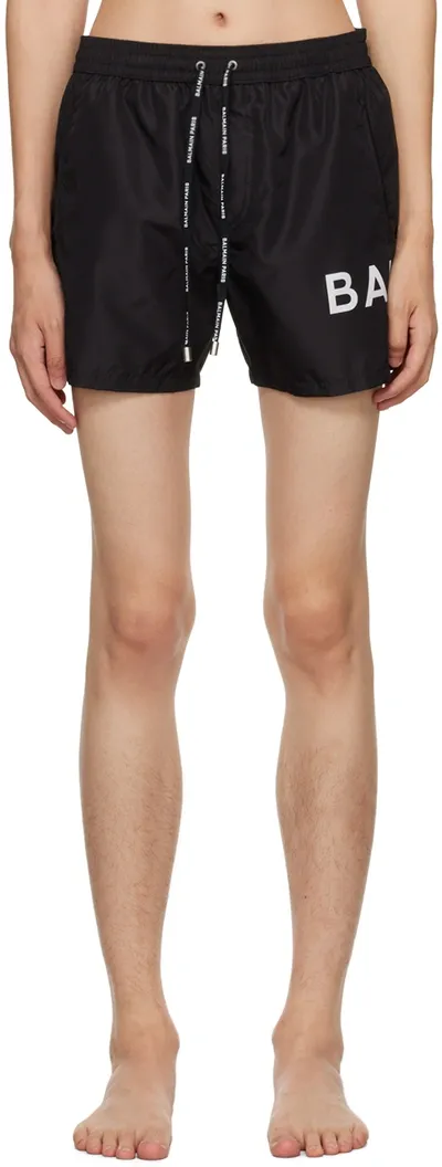 Balmain Swim Shorts In Black & White