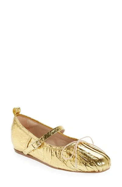 Simone Rocha Classic Pleated Ballerina Flats In Gold