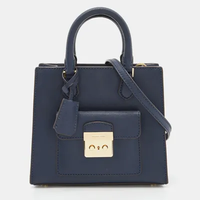 Pre-owned Michael Michael Kors Blue Leather Mini Bridgette Tote