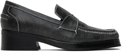 Eckhaus Latta Black Latta Loafers In White Cracked