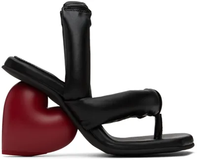 Yume Yume Black Love Heeled Sandals In Black / Red