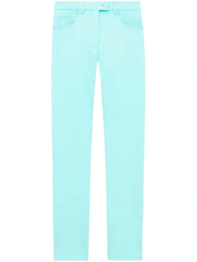 Courrèges Logo-embroidered Straight-leg Trousers In Blue