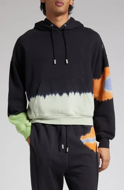 Eckhaus Latta Atmosphere Tie Dye Cotton Hoodie In Black