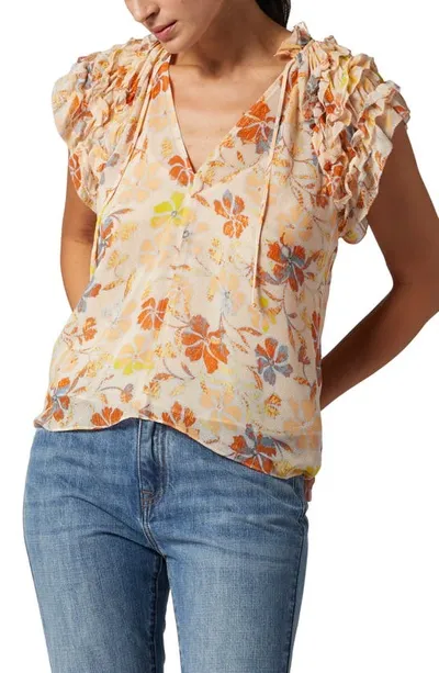 Joie Tezza Short Sleeve Silk Top In Orange