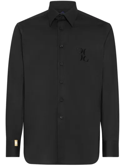 Billionaire Logo-embroidery Cotton Shirt In Black