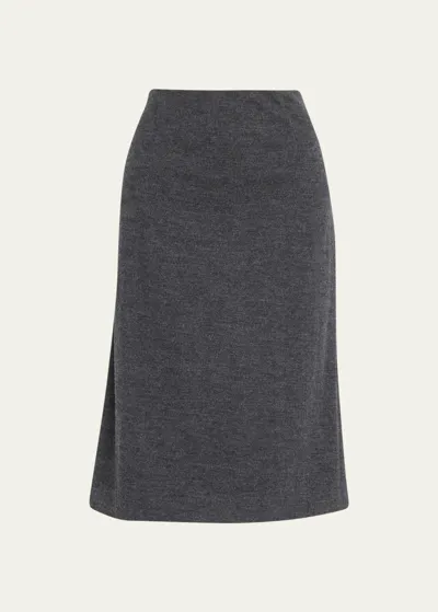 Vince Wool Fitted Slip Skirt In Grey