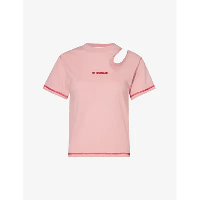 Ottolinger Cut-out Detail Organic Cotton T-shirt In Pink