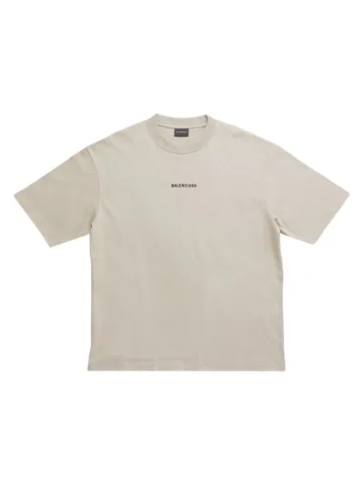 Balenciaga Men's Back T-shirt Medium Fit In Beige