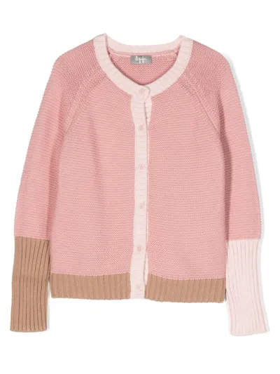 Il Gufo Kids' Knitted Cotton Cardigan In Pink