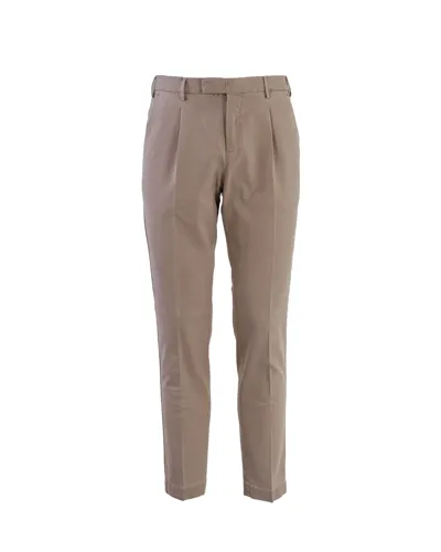 Pt01 Stretch Cotton Trousers In Beige