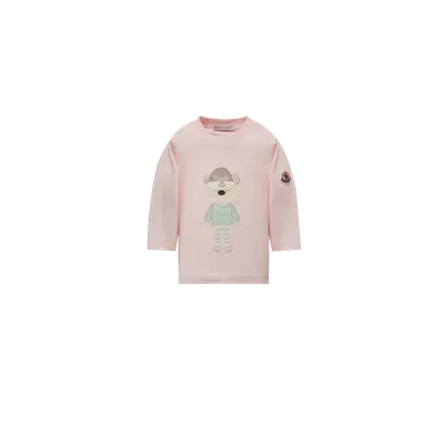 Moncler Kids' Printed Long Sleeve T-shirt Pink In Rose